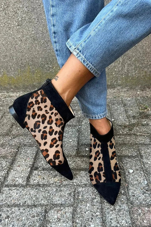 Everly | Stiliga Leopard Spetsiga Tå Ankelskor