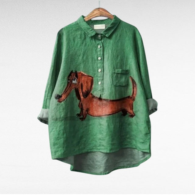 Yvonne | Klassisk Hundkonst Blus med Knappar