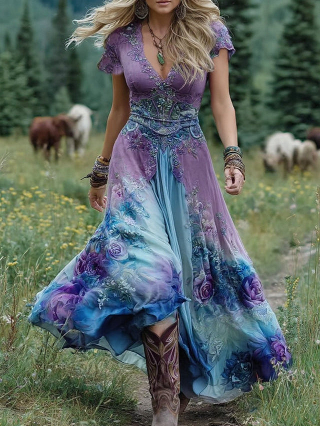 Natalie | Elegant Floral Maxi Klänning