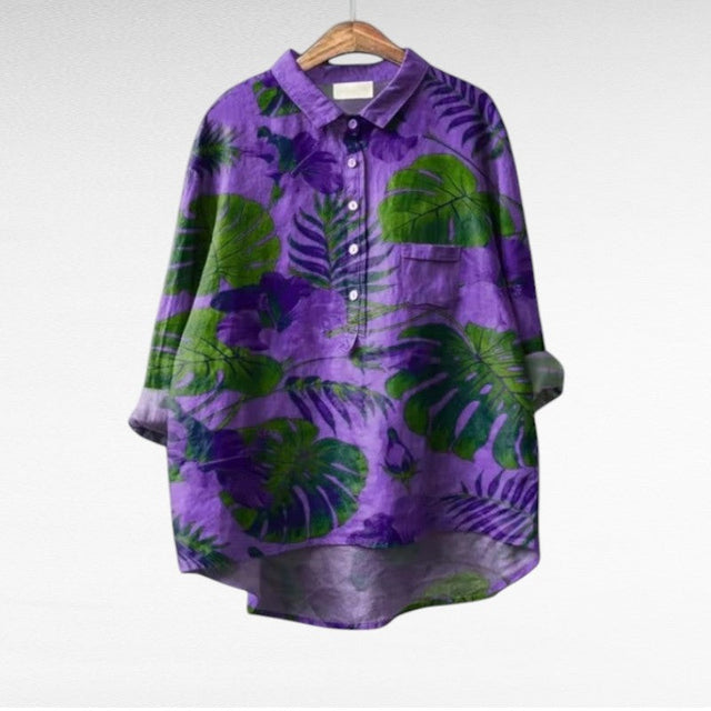 Candace | Stilig Retro Blus med Långa Ärmar