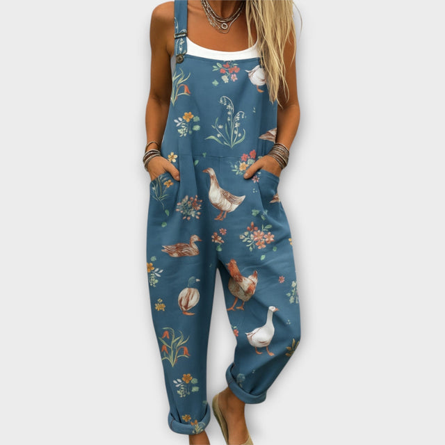 Noelle | Retro Elegant Blommig Tryck Jumpsuit