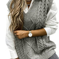 Cora | Mysig Kabelstickad V-Hals Västsweater