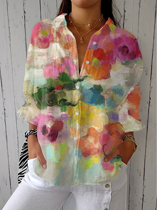 Patricia | Elegant Vattenfärgs Krage Blus