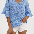 Lorraine | Blus med Blommig Volangärm