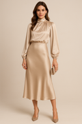 Winona | Högmidjad Elegant Midi Klänning