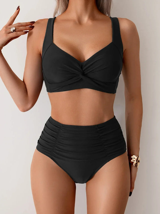 Luna | Elegant Högmidjad Klassisk Bikini Set