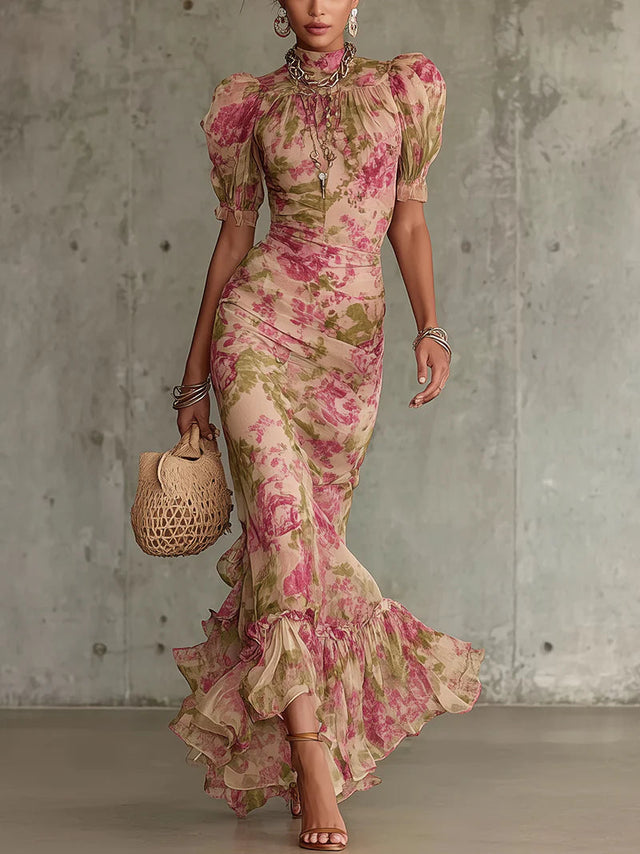 Juliet | Vintage Puffärmar Maxiklänning