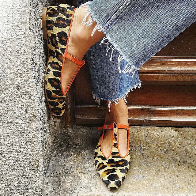Destiny | Elegant Leopard Strap Flat Shoes