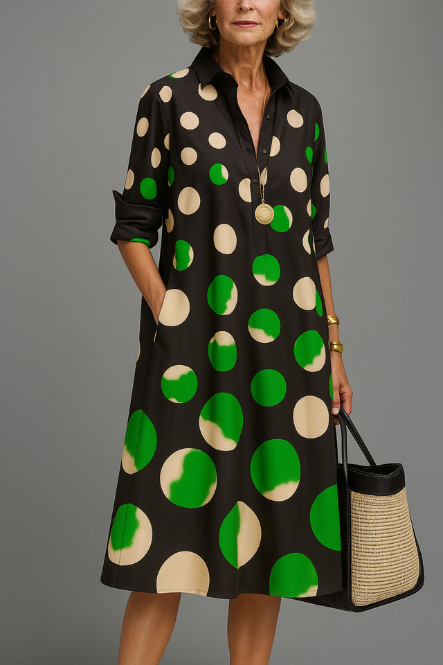 Winona | Elegant Prickig Midi Klänning