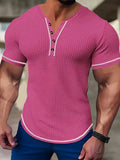 Vaughn | Texturerad Kortärmad Henley Skjorta