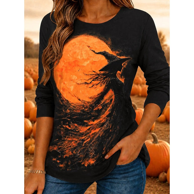 Fern | Halloween Häxa Grafik Långärmad Topp