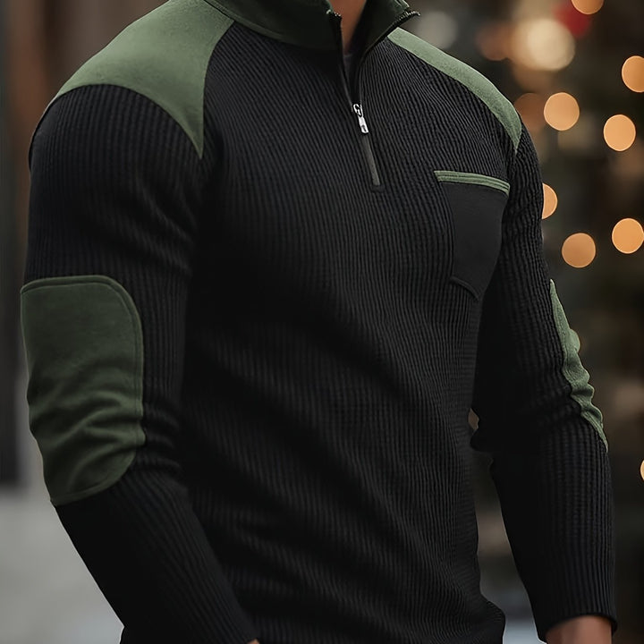 Rory | Texturerad Färgblock Kvartdrag Pullover