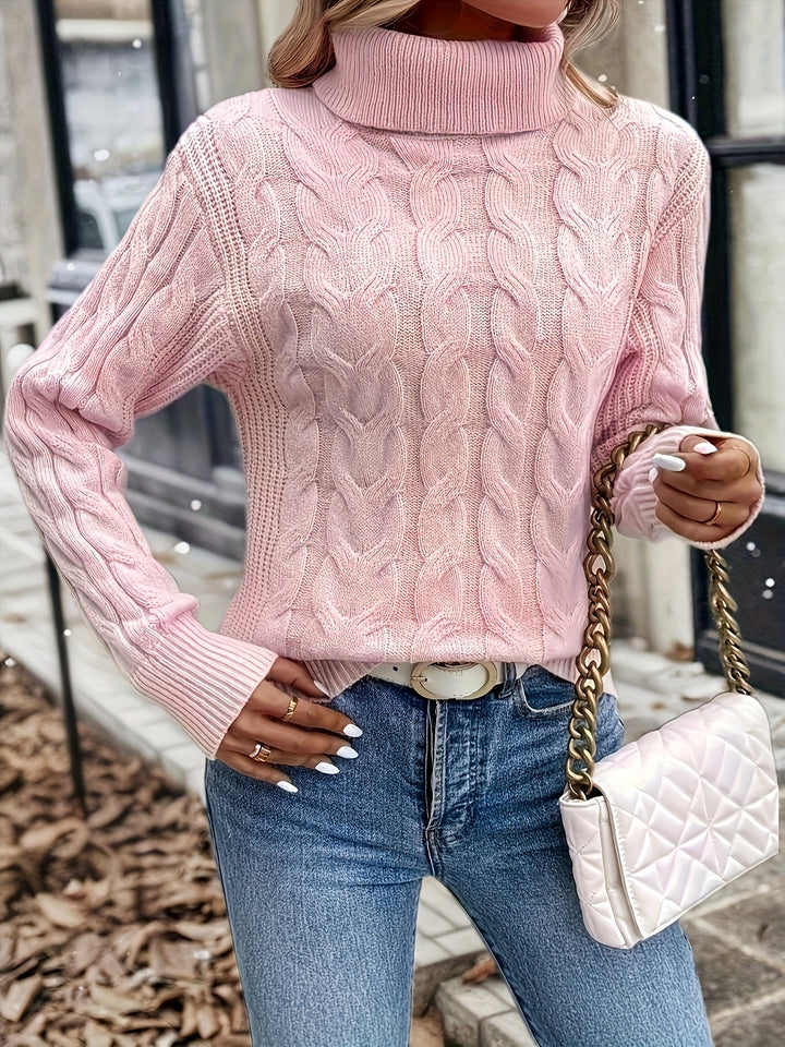 Celeste | Mysig Kabelstickad Turtleneck Tröja