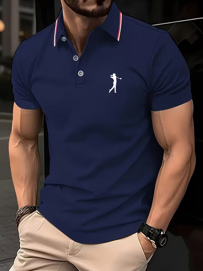 Arnold | Avslappnad kortärmad golftryckt skjorta