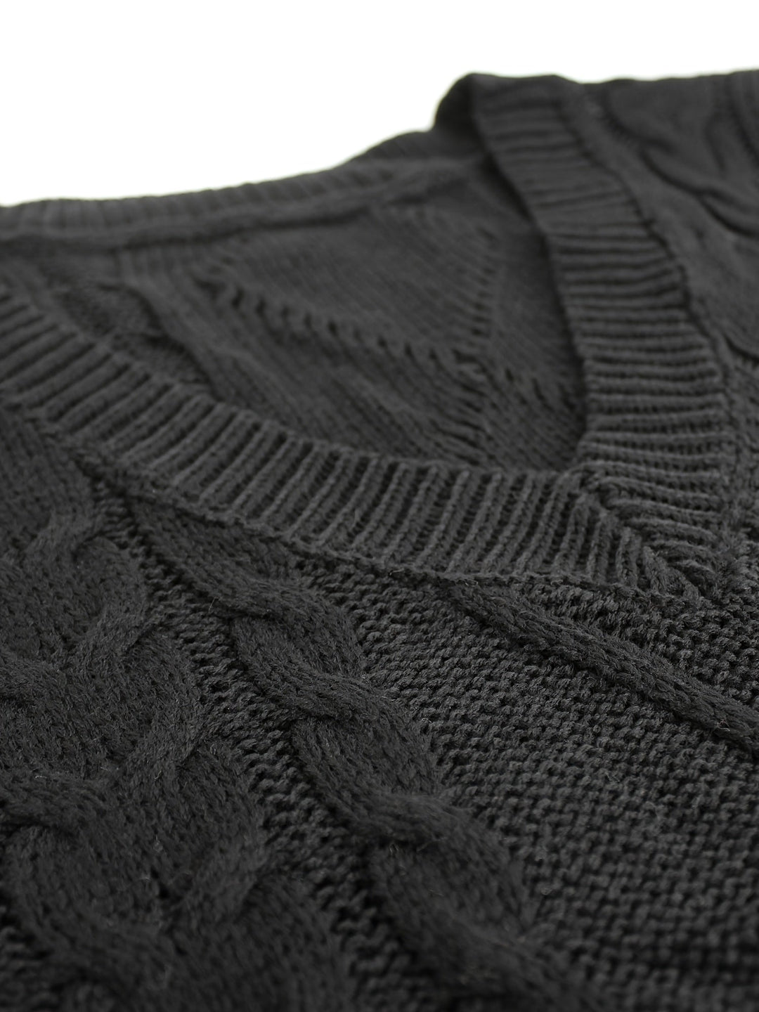 Cora | Mysig Kabelstickad V-Hals Västsweater