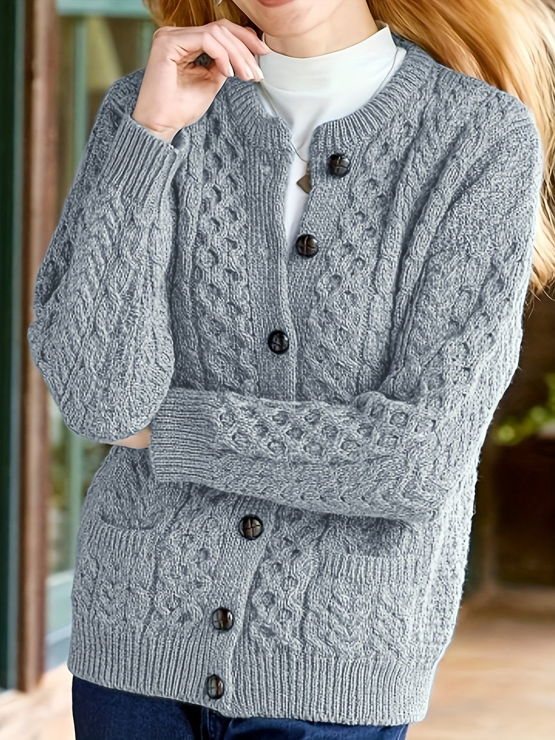Fern | Texturerad Knapp-Front Kofta