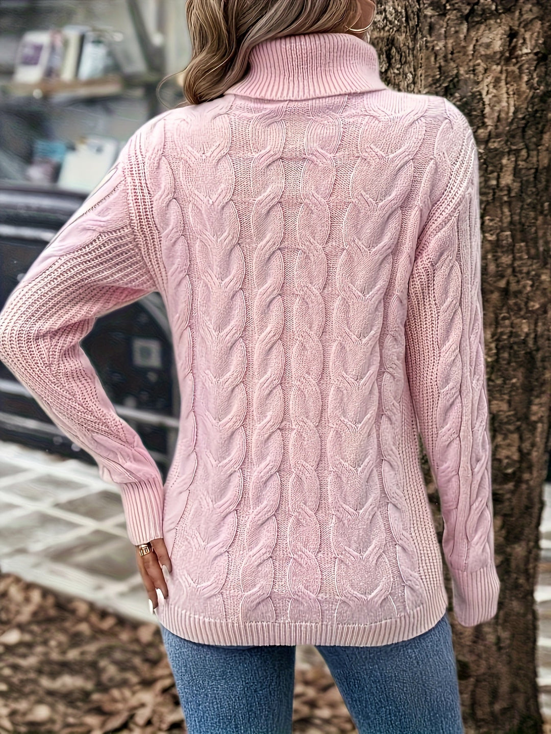 Celeste | Mysig Kabelstickad Turtleneck Tröja