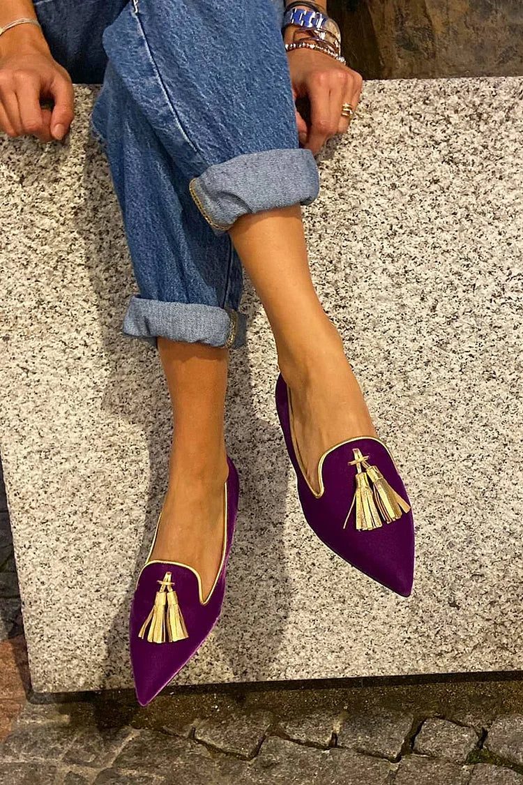 Bailey | Elegant Spetsiga Fransen Loafers