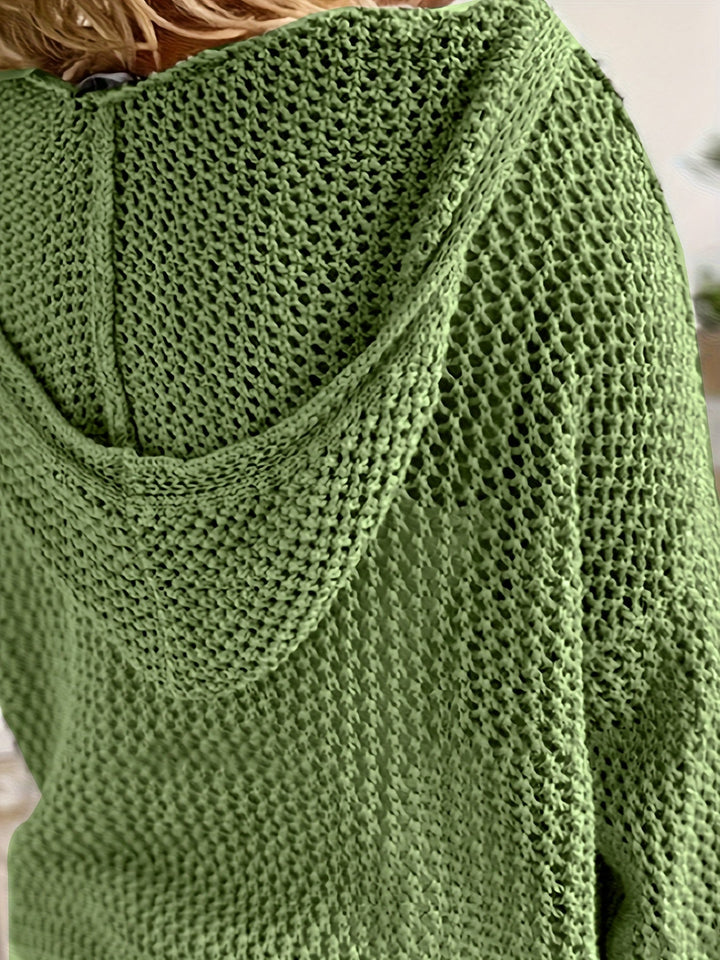Delaney | Avslappnad Öppen Stickad Hoodie