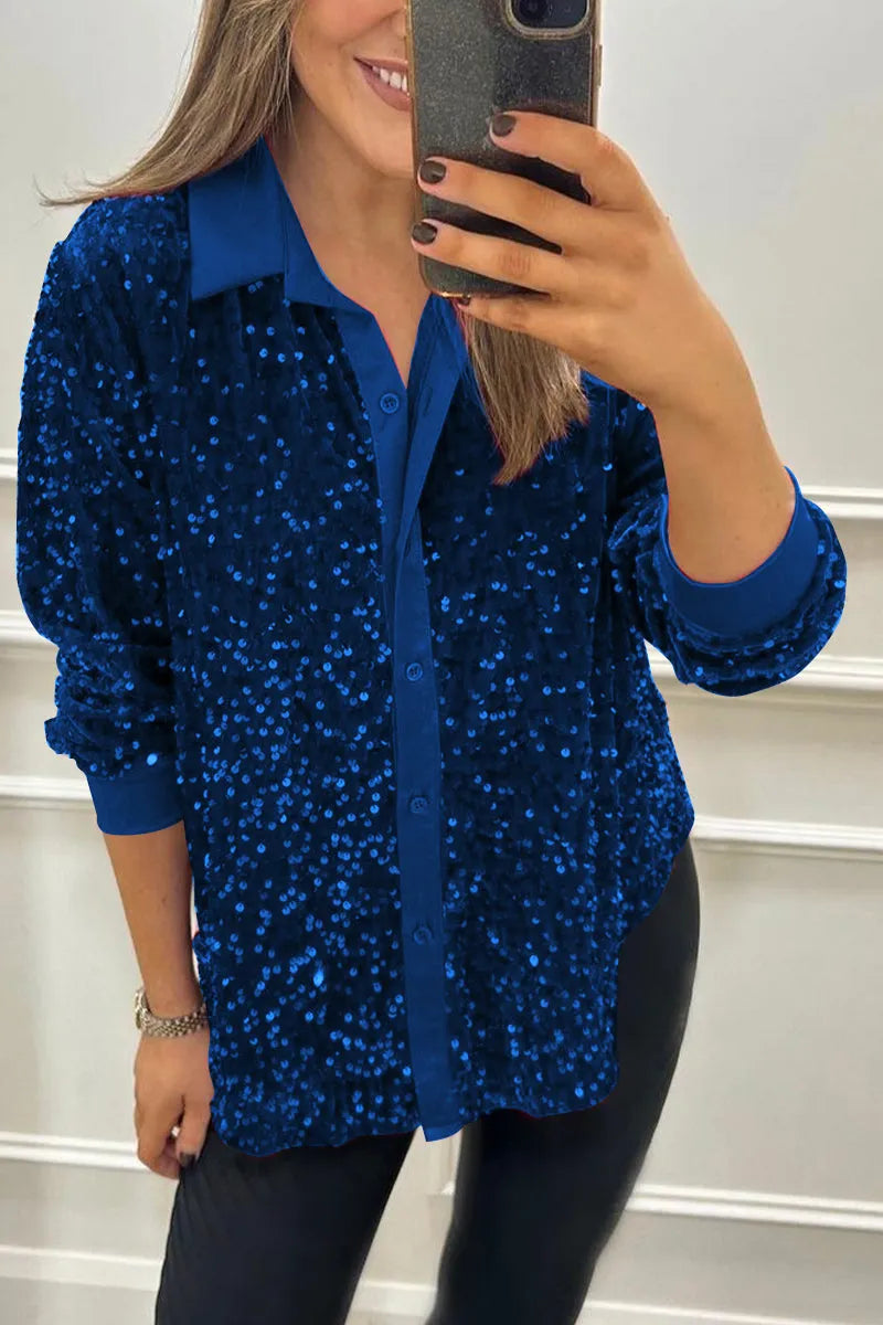 Claudine | Elegant Shimmer Krage Skjorta