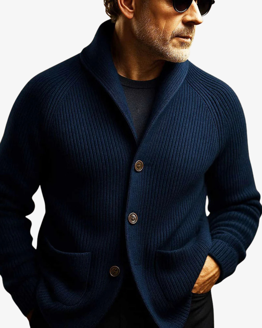 Elliot | Skräddarsydd Knapp-front Stickad Cardigan