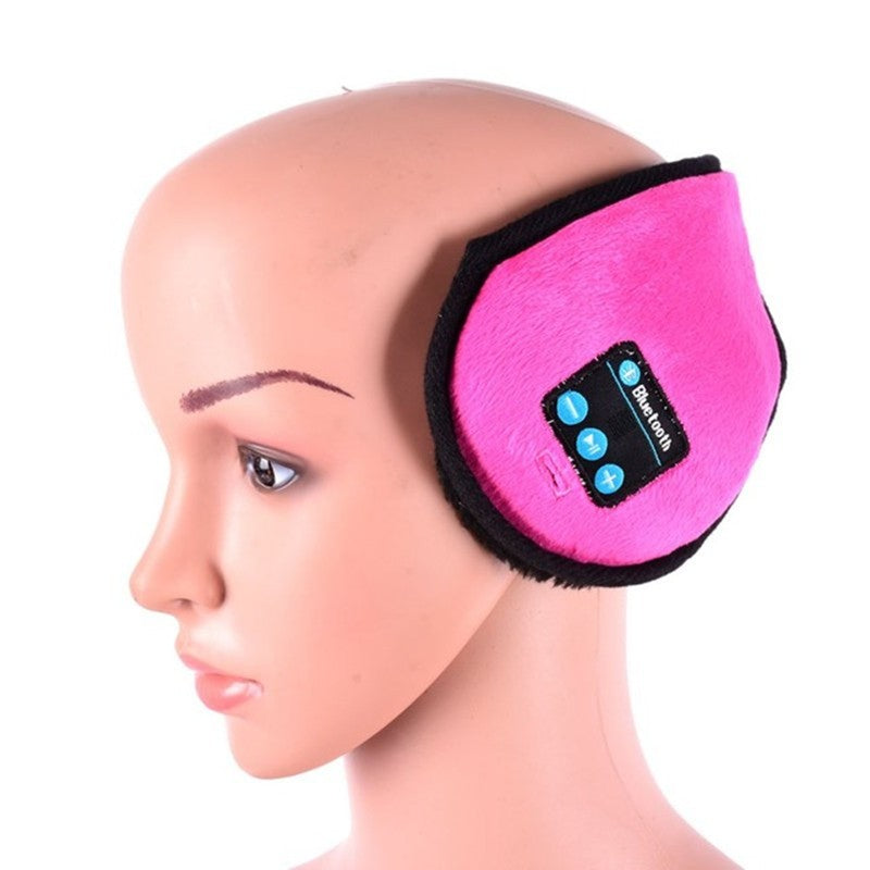 Rosa öronmuffar med bluetooth-hörlurar