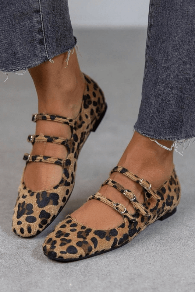 Aubrey | Premium Leopard Triple Buckle Loafers