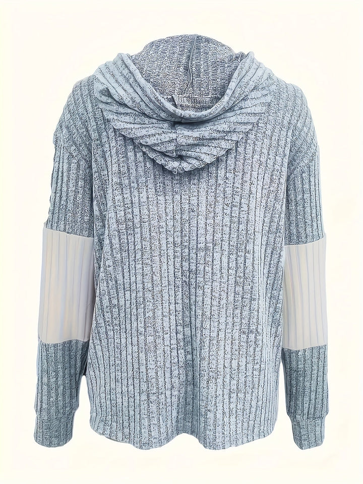 Cecilia | Texturerad Färgblock Hoodie-jacka