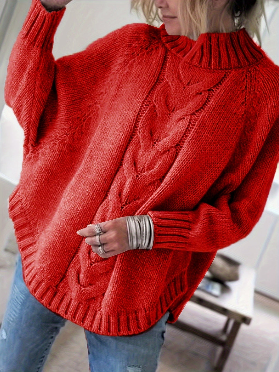 Gwendolyn | Kabelstickad Höghalssweater
