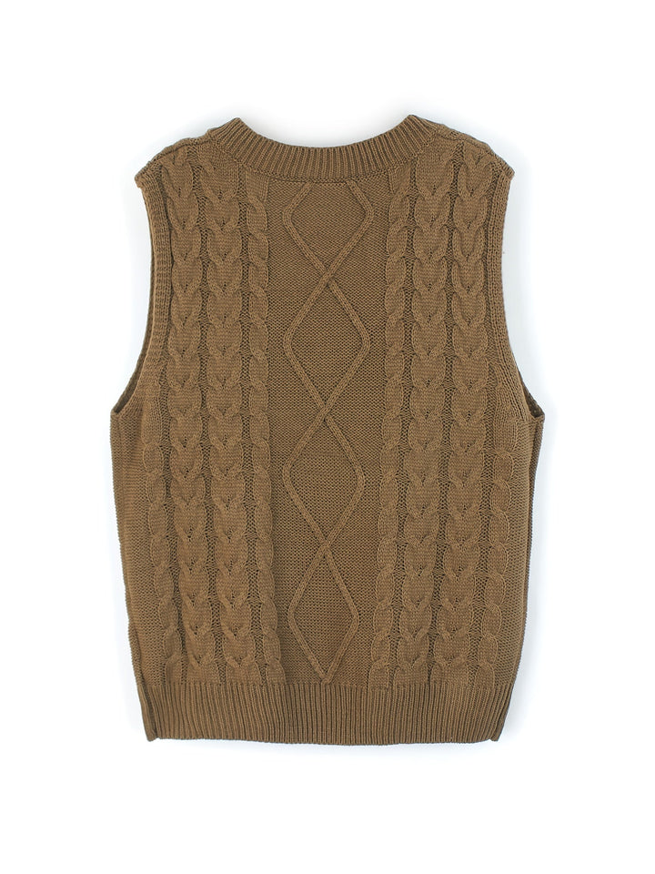Cora | Mysig Kabelstickad V-Hals Västsweater