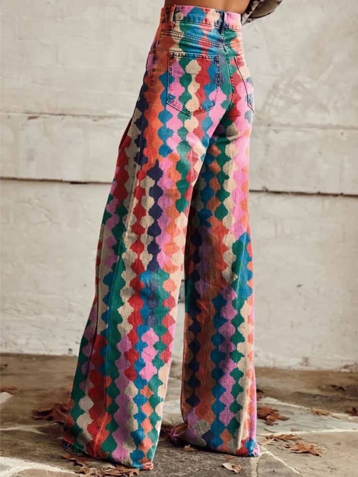 Amelia | Elegant diamantmönstrade bohembyxor