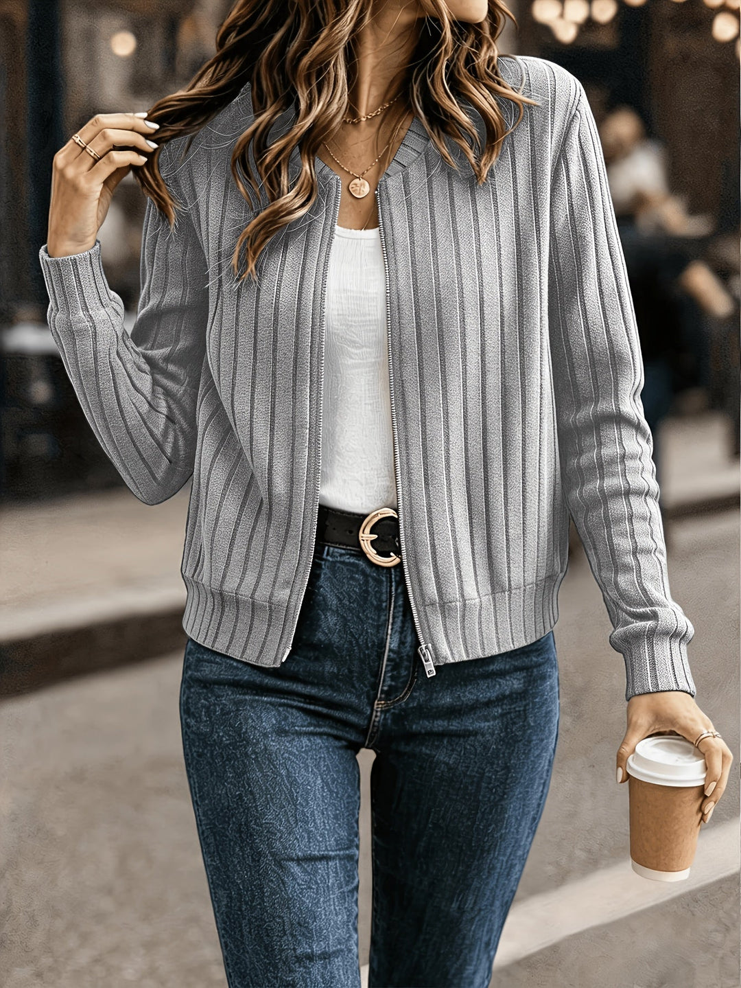 Blair | Ribbade Zip-Front Jacka