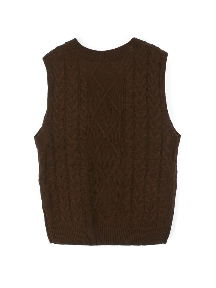 Cora | Mysig Kabelstickad V-Hals Västsweater