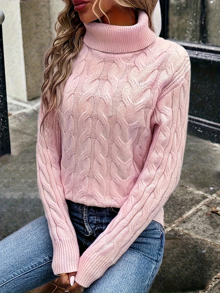 Celeste | Mysig Kabelstickad Turtleneck Tröja