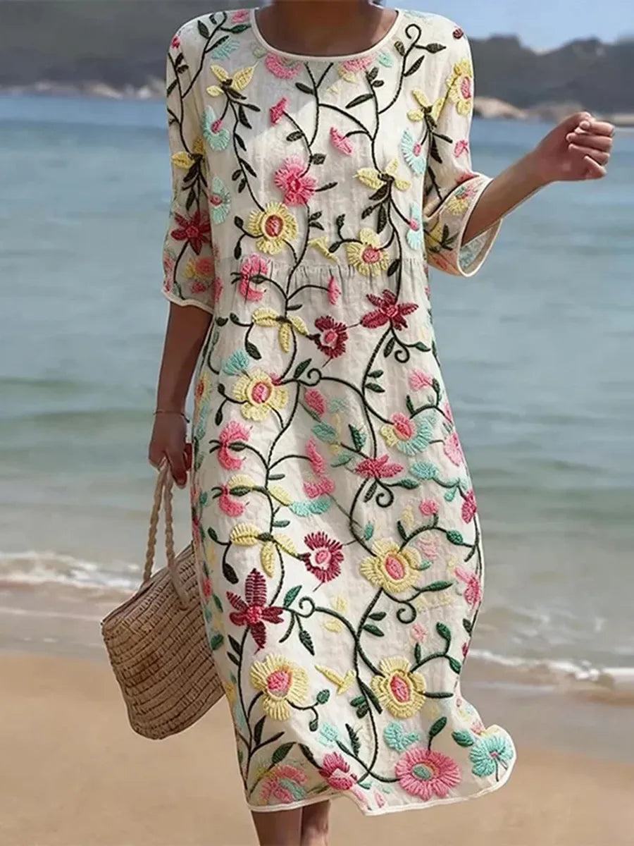 Erica | Elegant Multicolor Blommig Klänning