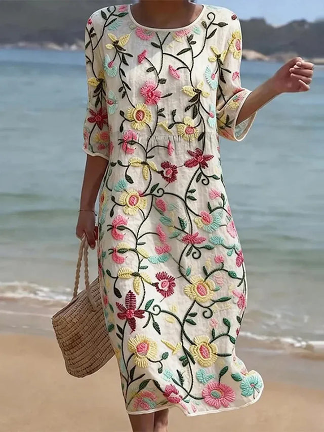 Erica | Elegant Multicolor Blommig Klänning