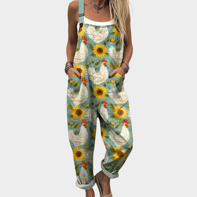 Leticia | Stilren blommig och djurmotiv konst jumpsuit