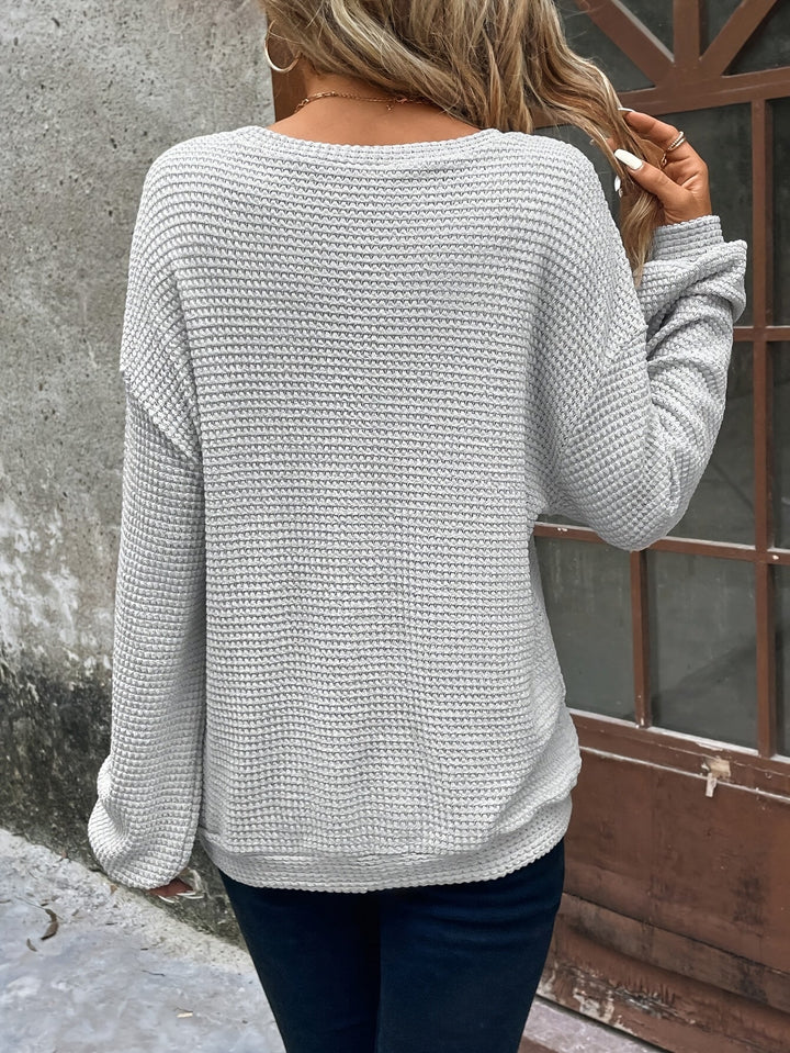 Carly | Avslappnad Våffelstickad Tröja