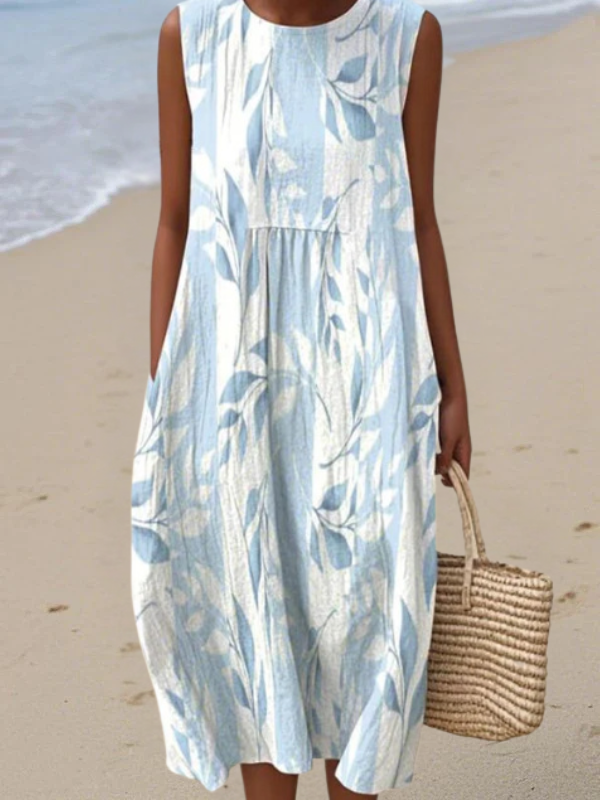Eleanor | Elegant Bladig Midi Klänning