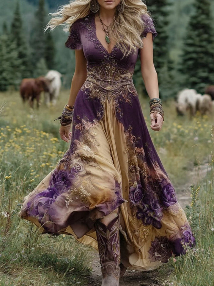 Natalie | Elegant Floral Maxi Klänning
