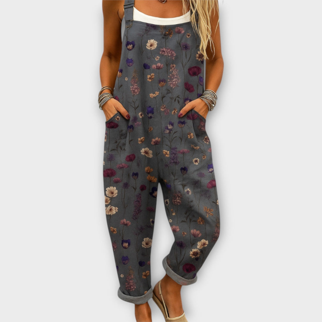 Noelle | Retro Elegant Blommig Tryck Jumpsuit