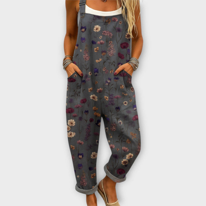 Noelle | Retro Elegant Blommig Tryck Jumpsuit