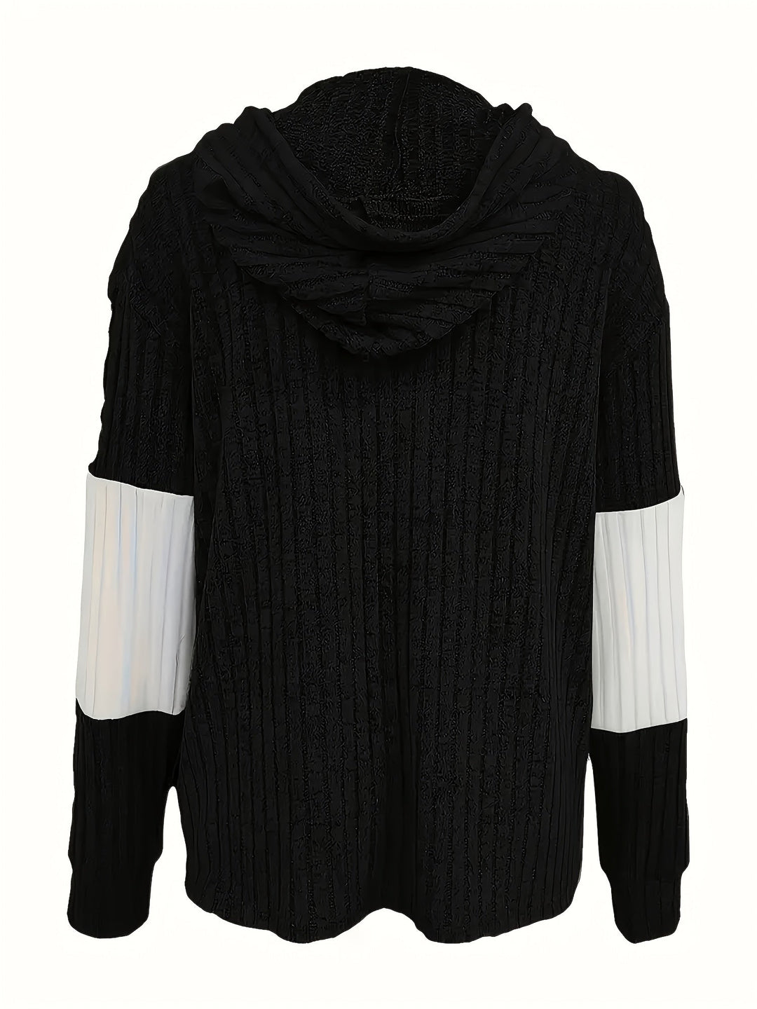 Cecilia | Texturerad Färgblock Hoodie-jacka
