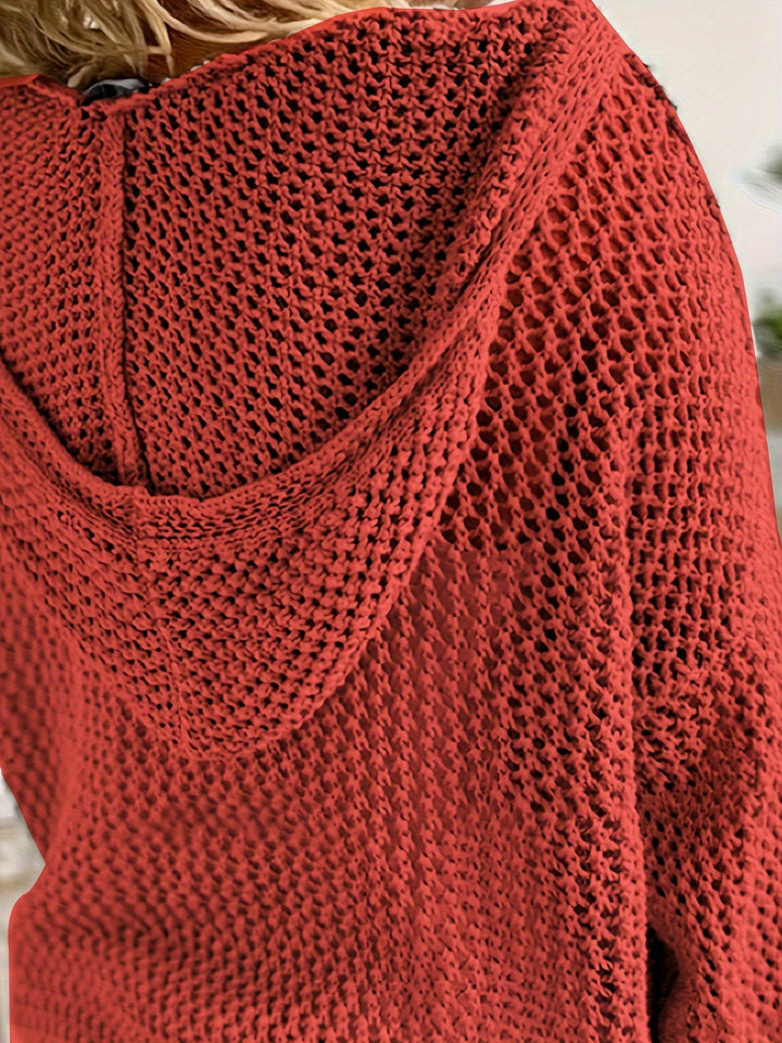 Delaney | Avslappnad Öppen Stickad Hoodie