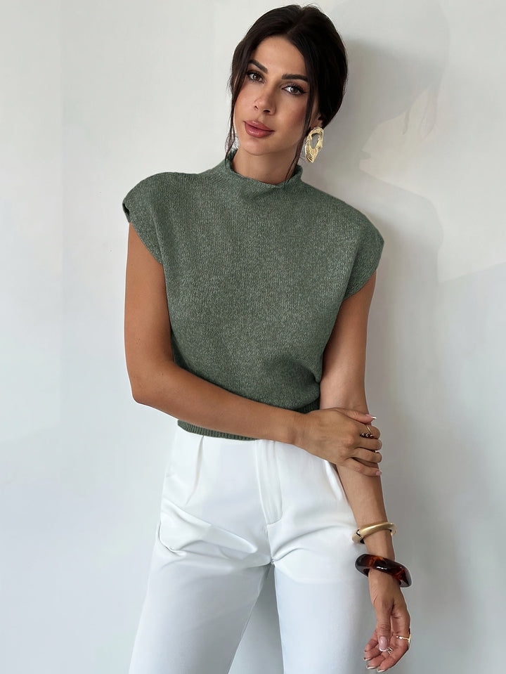 Claudia | Mock Neck Ärmless Tröja Väst