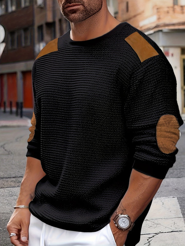 Aaron | Texturerad Elbow-Patch Pullover