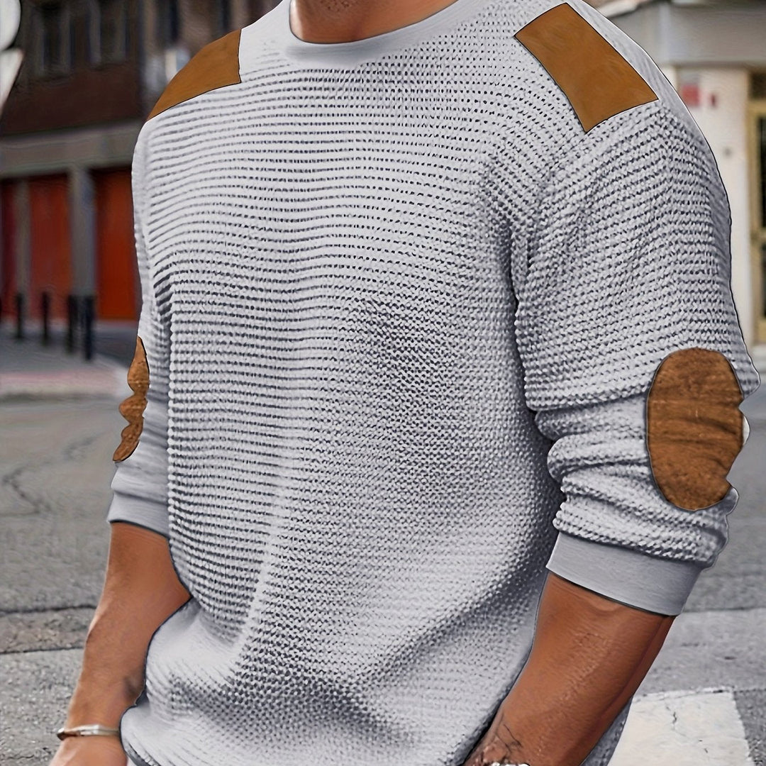 Aaron | Texturerad Elbow-Patch Pullover