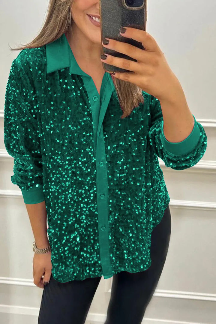 Claudine | Elegant Shimmer Krage Skjorta