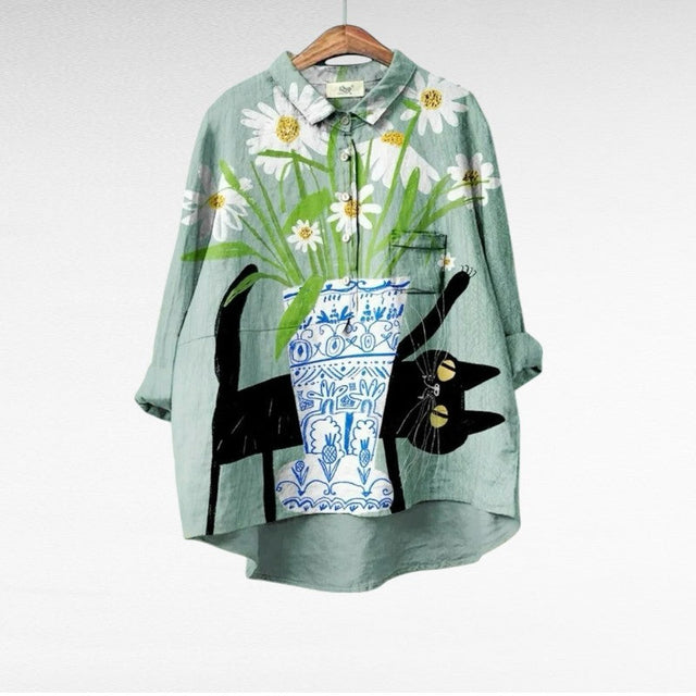 Bethany | Klassisk Blommig Blus med Långa Ärmar