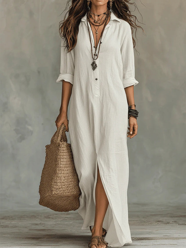 Shirley | Elegant Silhouette Smickrande Maxi Klänning